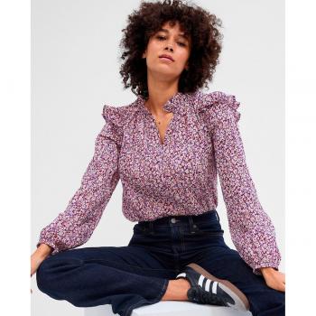 Blusa de manga larga con volante Gap