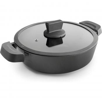 Tartera Antiadherente Tricapa Lacor Titanium Pro - 4,1 Litros - 28 cm - Apta Inducción y Horno - Paellera/Cacerola Baja