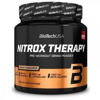 Nitrox Therapy - 340g de Biotech USA, sabor Frutas Tropicales, fórmula energizante y potenciadora del rendimiento, contiene aminoácidos esenciales y compuestos para mejorar la circulación sanguínea