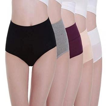 TUUHAW Braguita de Talle Alto Algodón para Mujer Pack de 5 Culotte Bragas de Cintura Alta Cómodo Talla 1 3XL
