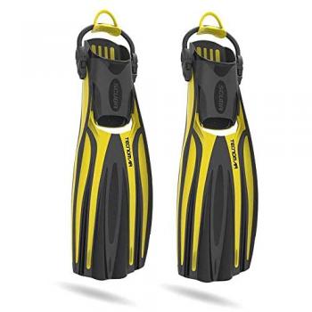 Aletas de buceo Tecnomar Momentum regulables, unisex adultos, color amarillo y negro, talla L-XL (44/46)