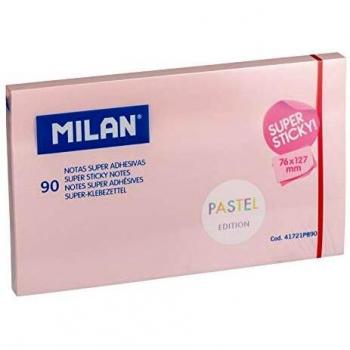 Nota super adhesiva milan 76x127 90 hojas rosa pastel