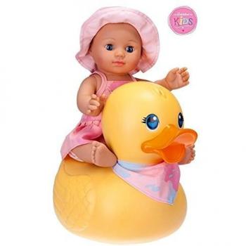 Schildkröt- Bañera Muñeca, Color Rosa/Amarillo, 30 cm