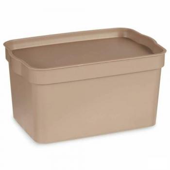 Caja de Almacenaje con Tapa Beige Plástico 2,3 L 13,5 x 11 x 20 cm (24 Unidades) - Organización Fácil y Práctica