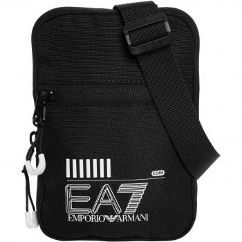 Bandolera EA7 Minibandolera Básica negra con diseño compacto, cierre de cremallera, correa ajustable y logo EA7 en la parte frontal