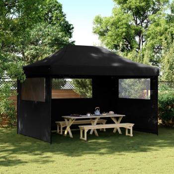 Tienda de fiesta plegable Pop-Up con 3 paredes laterales color Burdeos, naranja, beige y negro