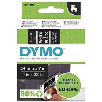 DYMO D1 Labels, 24mm x 7m Roll, White Print on Black, Self-Adhesive Labels for LabelManager Label Printers, Authentic