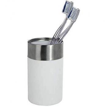 WENKO Vaso de dientes Creta blanco - Soft-Touch superficie, Poliestireno, 7 x 11.1 x 7 cm, Blanco