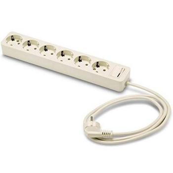 FAMATEL – Regleta de 6 tomas | Enchufes con Interruptor de encendido | Con un cable de 3 m | Hasta 3680W | Protección Infantil | Orientación tomas a 45o | Evita consumos fantasma | Blanco