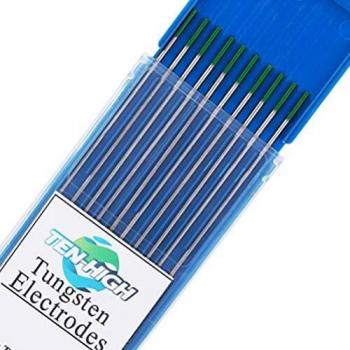 TEN-HIGH tig Electrodos de tungsteno Electrodos de soldadura, Tungsteno puro verde, Para soldadura AC, 2.4 mm x 150 mm