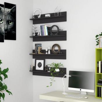 Estante de pared 4 piezas gris 80x11,5x18 cm madera multicapa aglomerado