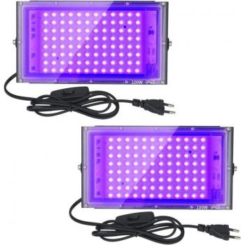 Proyector LED UV 100W - Luz Negra IP65, Impermeable, Lámpara Ultravioleta para Acuarios y Fiestas