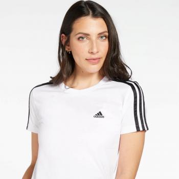 Adidas Women's Essentials Slim 3-Stripes T-Shirt, White, Size: S