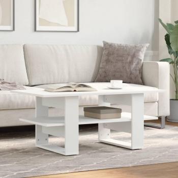 Mesa de centro blanca 102x55x42 cm en madera multicapa y madera de ingeniería