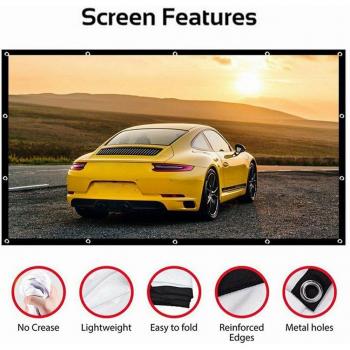 Pantalla Plegable para Proyector 3D HD de 100/120 Pulgadas, Antiarrugas 4:3, Ideal para Proyección en Exterior y Cine en Casa