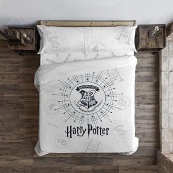 Funda Nórdica Harry Potter Dormiens Draco Blanco 100% Algodón con Botones, Multicolor, 175 Hilos, Tamaño 220 x 220 cm para Cama de 135/140 - Extrasuave y