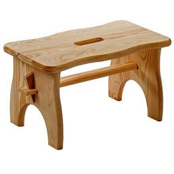 Taburete de pino macizo 38,5 x 19 x 21 cm - reposapiés y escalón en madera sin tratar