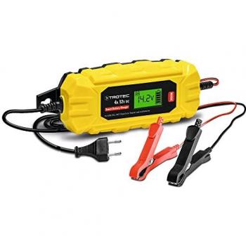 TROTEC Cargador de baterías PBCS 4A - Cargador Universal, Tecnología de automóviles, baterías de 12 V para Coches, Motos, cortacéspedes móviles