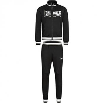 Lonsdale London Poolewe Men's Regular Fit Tracksuit - Black/White/Grey, 95% Polyester, 5% Elastane