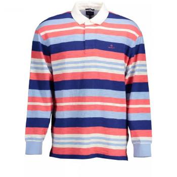 Gant Light Blue Embroidered Long-Sleeved Cotton Polo Shirt for Men - Size S
