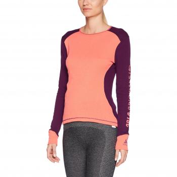 Odlo Camiseta para Hombre de Manga Larga Cuello Redondo Cálido Revelstoke Camiseta, Hombre, Long Sleeve Crew Neck Warm Revelstoke, Pickled Beet/Hot Coral, Small