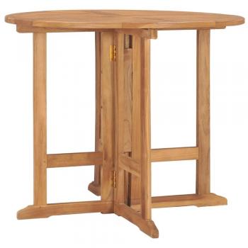 vidaXL Folding Garden Dining Table Ø90x75 cm Solid Teak Wood