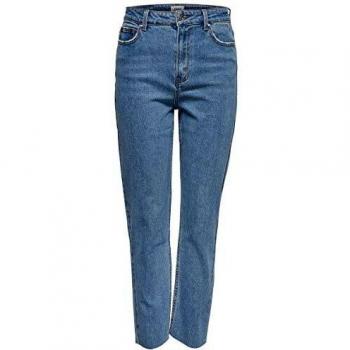 Only Emily High-Waist Straight Jeans for Women - Light Blue Denim