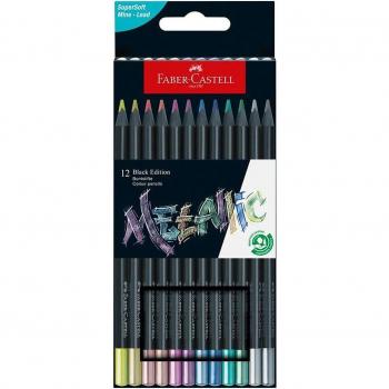 Estuche 12 pinturas Faber-Castell Black Edition colores metálicos