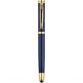 Pluma Belius Soiree Aluminio Color Art Deco Azul Marino y Dorado Tinta Azul Caja de Diseño