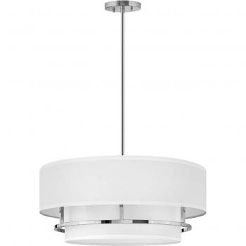 Lámpara colgante HINKLEY Graham Duo Mount de 4 luces, diámetro 58,4 cm, acabado en níquel pulido