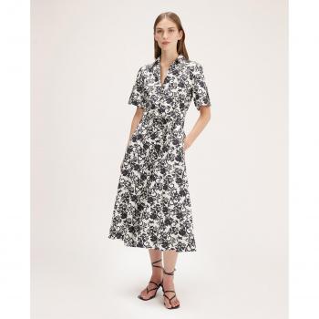 Motivi - Vestido Camisero de Algodón con Estampado Floral y Botones Forrados a Tono