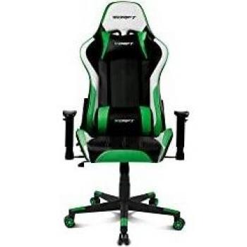 Drift Gaming DR175GREEN- Silla Gaming Profesional, polipiel, reposabrazos ajustables 2D, piston clase 4, giratoria, mecanismo de mariposa, cojin lumbar y cervical, negro/blanco/verde