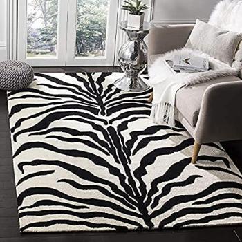 Hand-Tufted Wool Area Rug in Beige and Dark Gray, 185 x 275 cm