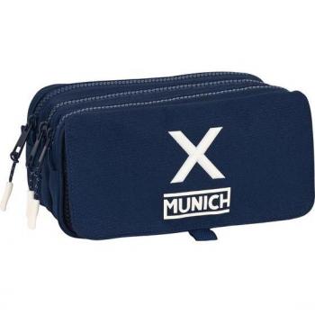 Estuche Escolar Triple Compartimento Munich Basicos Color Azul Marino - Safta