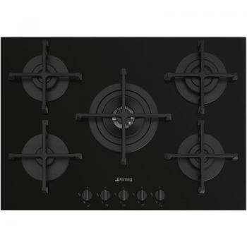 Placa de Cocina Smeg PV275B a Gas de 72 cm, 5 Fuegos, Color Negro