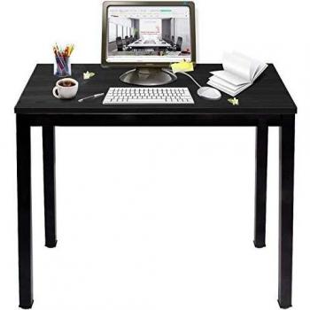 SogesHome Escritorio de Oficina 80 x 40 x 75 cm PC Escritorio Estación de Trabajo para Uso de Oficina en el hogar Mesa de Escritura, Mesa de Comedor Mesa de Conferencia,Teca & Negro, AC3BB-8040-SH
