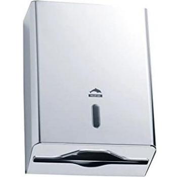 Dispensador de toallas de papel plegado - Acero inoxidable pulido con llave - 27x11x36,5 cm