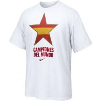Camiseta de Manga Corta Hombre Nike Estrella España Campeones del Mundo 2010 Blanco
