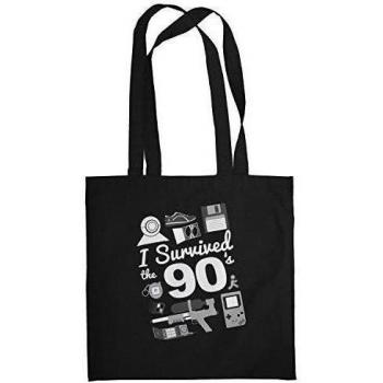 texlab - I survived The 90 's - Bolsa de tela, negro, Talla única