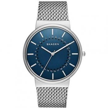 Skagen Men's Quartz Watch with Blue Dial Analogue Display and Silver Stainless Steel Bracelet SKW6234