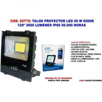 Proyector LED Talox 20W 6500K 120° 3000 Lúmenes IP66 50.000 Horas