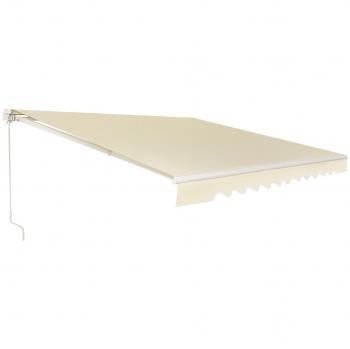 Toldo Retráctil Manual Costway 3 x 2,5 m en Aluminio con Manivela y Poliéster Impermeable Beige para Exterior con Brazo Plegable y Protección Solar