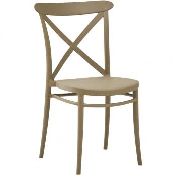 Cross Polypropylene Indoor and Outdoor Side Chair - Taupe
