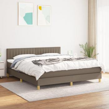 Cama box spring con colchón de tela gris taupe 160x200 cm Tortera