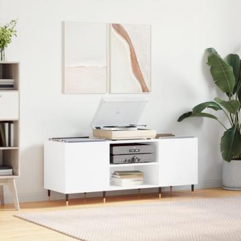 Mueble para discos de madera contrachapada blanco 121x38x48 cm