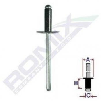Remache ciego ROMIX ROM 57051, 10 Piezas, de alta resistencia, fabricado en aluminio, diámetro de 4.0 mm, longitud de 12 mm, ideal para unir materiales metálicos y plásticos,