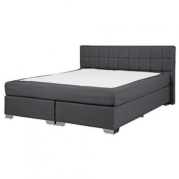 Cama Diván King Size Tapizada en Tela Negra con Cabecero Acolchado y Colchón 160 x 200 cm Admiral