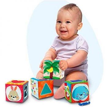 Conjunto de 4 Cubos de Tela para Aprendizaje con Diseño de Animales