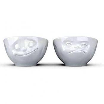 Set de 3 Hueveras de Porcelana Feliz & Hmpff en Blanco