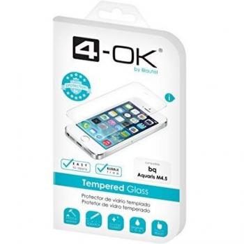 4-OK PRGBM4 - Protector de pantalla de vidrio templado para bq Aquaris M 4.5, transparente